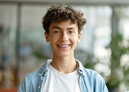 A teenage boy with braces